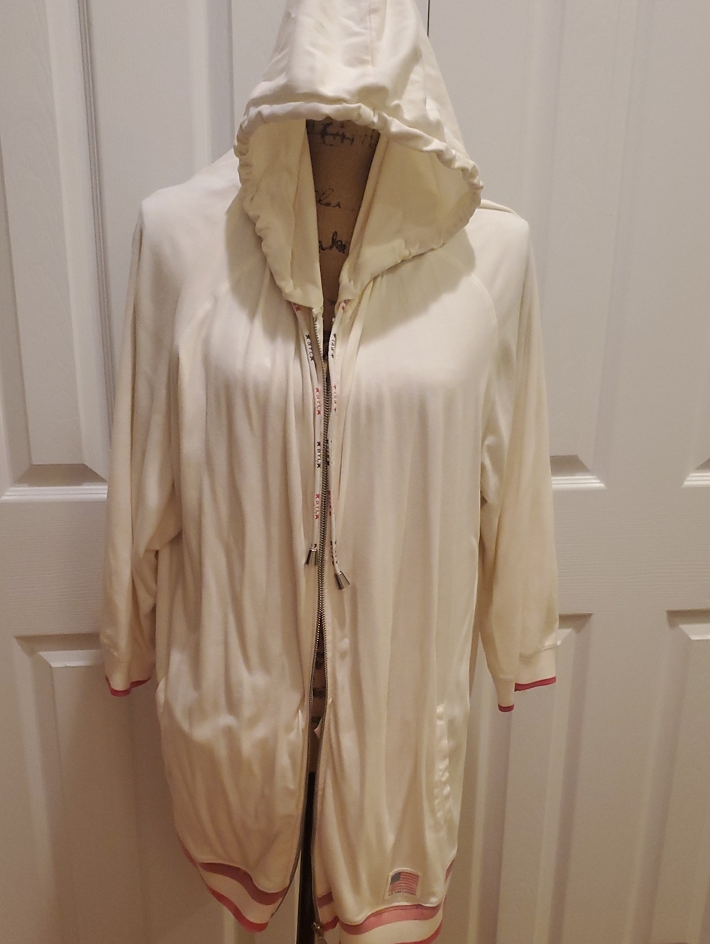 New York Laundry Cream Hooded Lounge Cardigan with Pink Trim